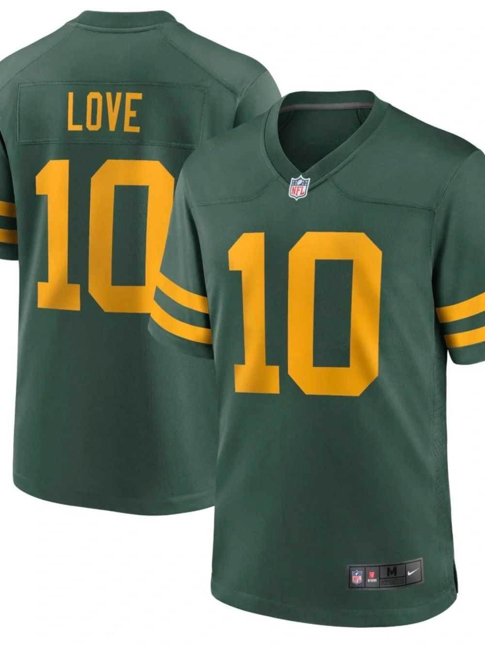 Nike Green and Gold #10 Men's Football Jersey